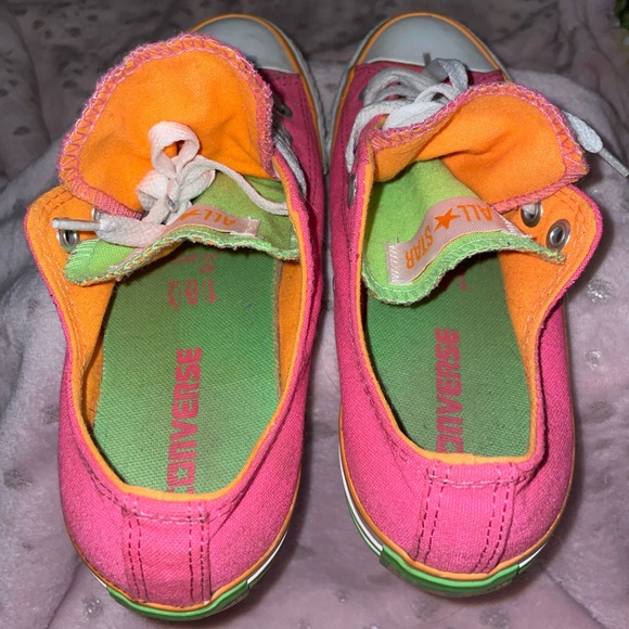 Vintage Converse low tops neon tricolor double tongue from 2007. - Picture 5 of 10